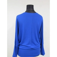 Adelle - luźna bluzka kimono z dekoltem i ściągaczami - chabrowa